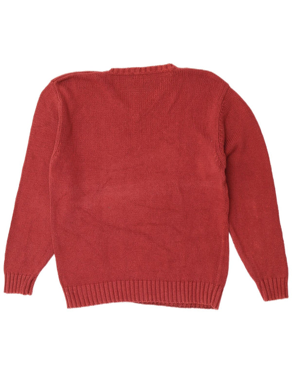 Vintage Herren V-Ausschnitt Pullover Pullover XL Maroon Baumwolle