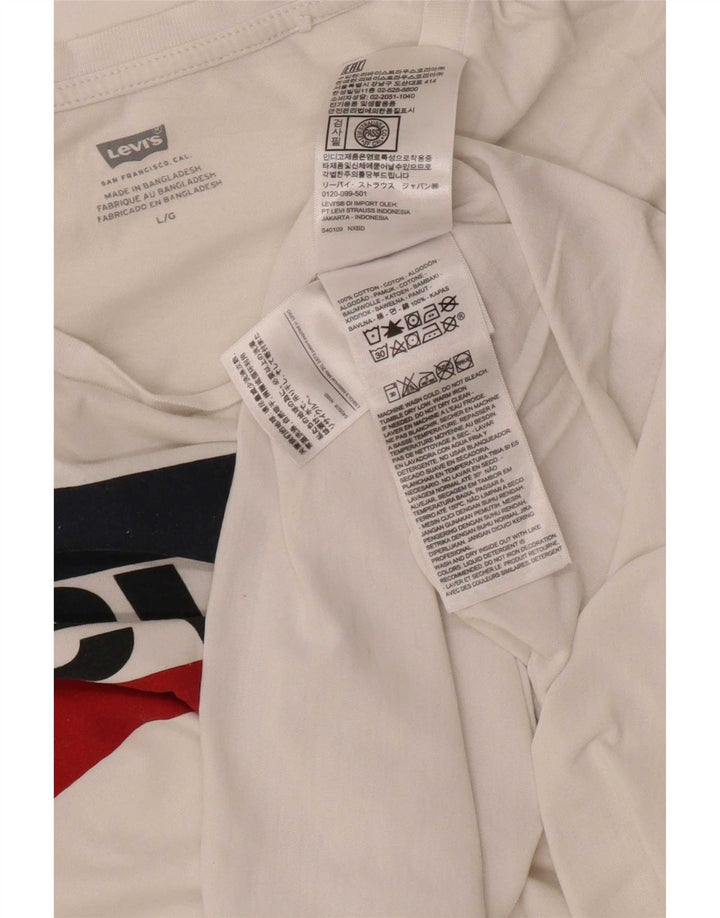 Levi's Damen-T-Shirt mit Grafik, UK 16, Größe L, weiße Baumwolle