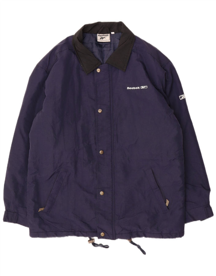 REEBOK Herren Loose Fit Windjacke UK 36 Small Marineblaues Nylon