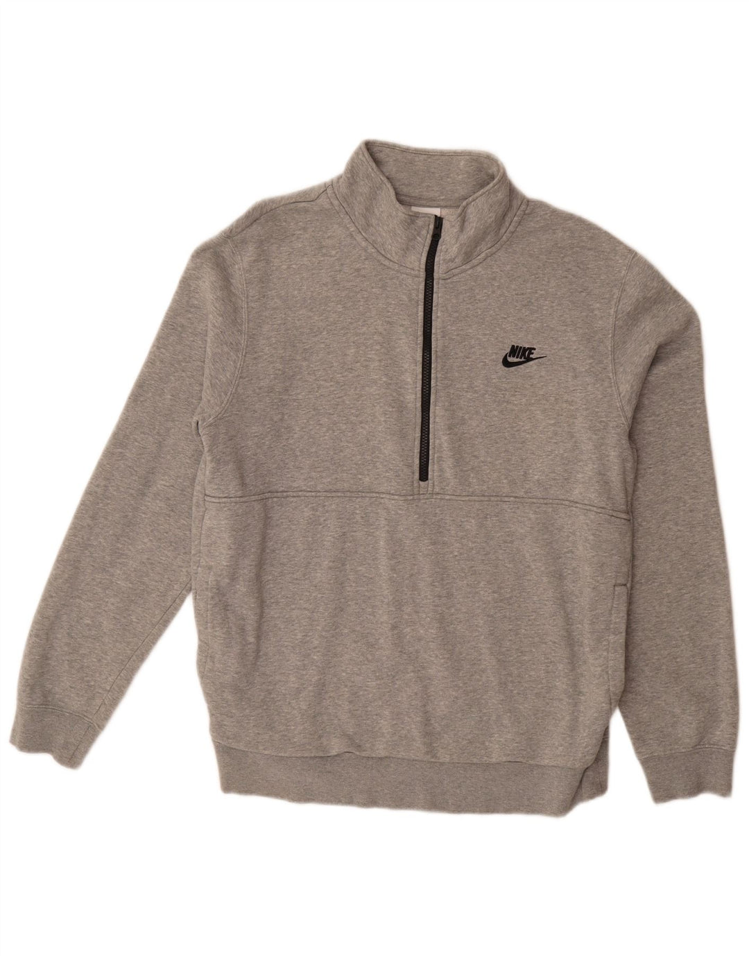 NIKE Herren-Sweatshirt mit Reißverschluss am Hals, groß, aus grauer Baumwolle