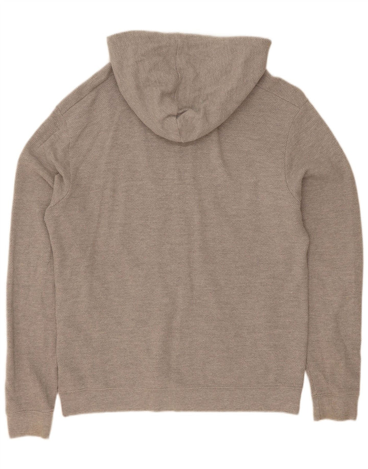 Zara Herren-Kapuzenpullover mit Reißverschluss, XL, graue Baumwolle