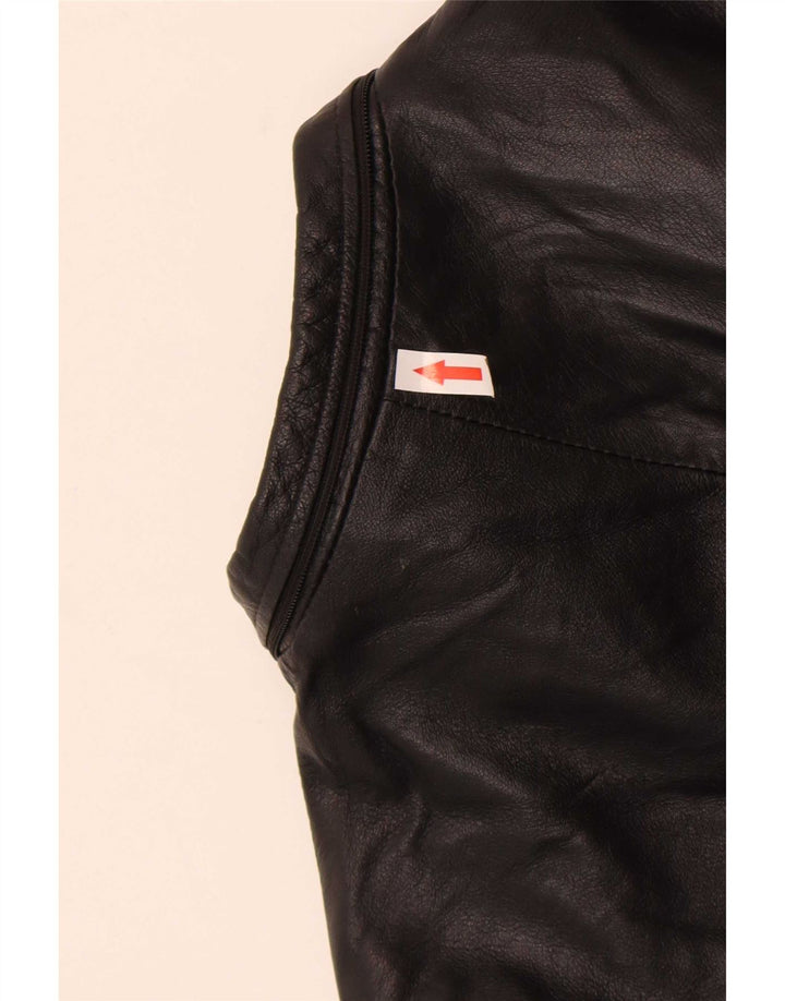 Vintage Damen Ledermantel IT 44 Medium Schwarz