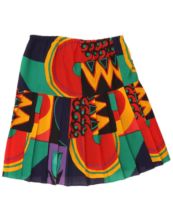 Vintage Damen Faltenrock Medium W30 Mehrfarbiges geometrisches Polyester