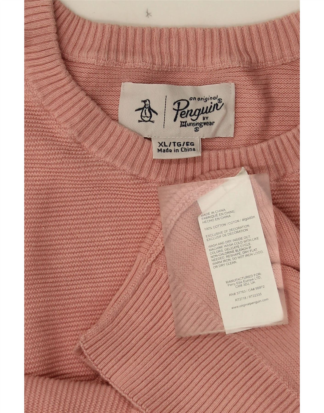 Penguin Herren-Pullover mit Rundhalsausschnitt, XL, rosa Baumwolle