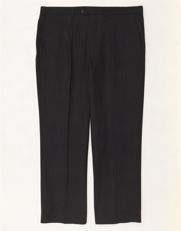 Marks & Spencer Herren-Anzughose, gerade, W40, L31, graue Nadelstreifen-Schurwolle