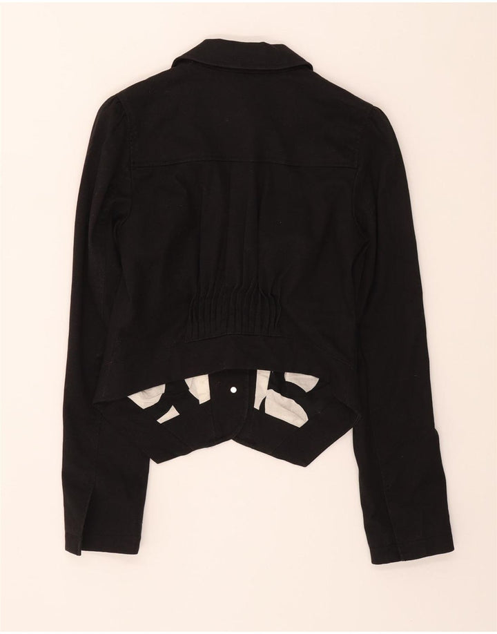Armani Womens 3 Button Crop Blazer Jacke UK 12 Medium Black Cotton