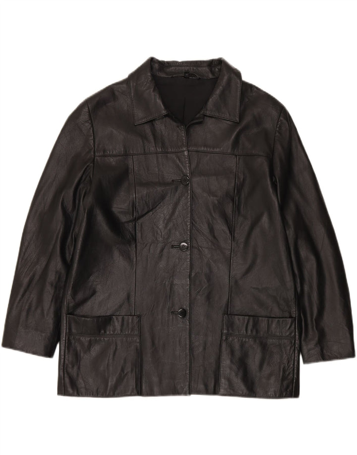Vintage Damen Lederjacke EU 42 Groß Schwarz