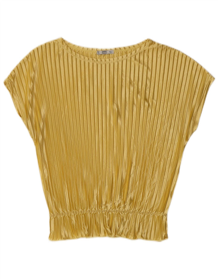 Zara Damen Bluse Top UK 12 Mittelgelb