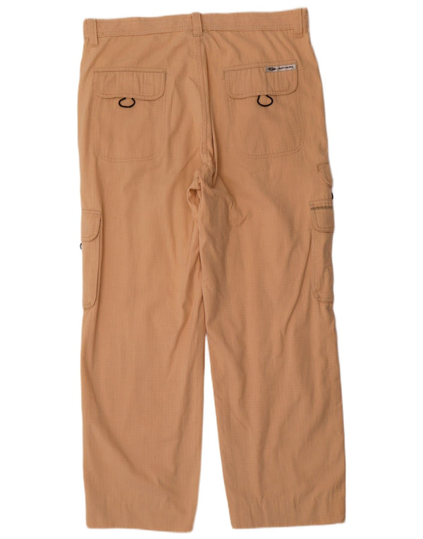 Rip Curl Herren gerade Cargohose XL W38 L30 Beige karierte Baumwolle