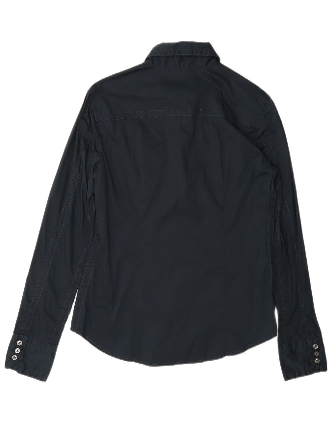 Benetton Damenhemd UK 10 Small Marineblaue Baumwolle