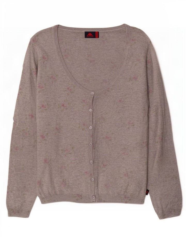 Kappa Damen-Strickjacke mit abstraktem Muster, UK 14, mittelgraue Baumwolle