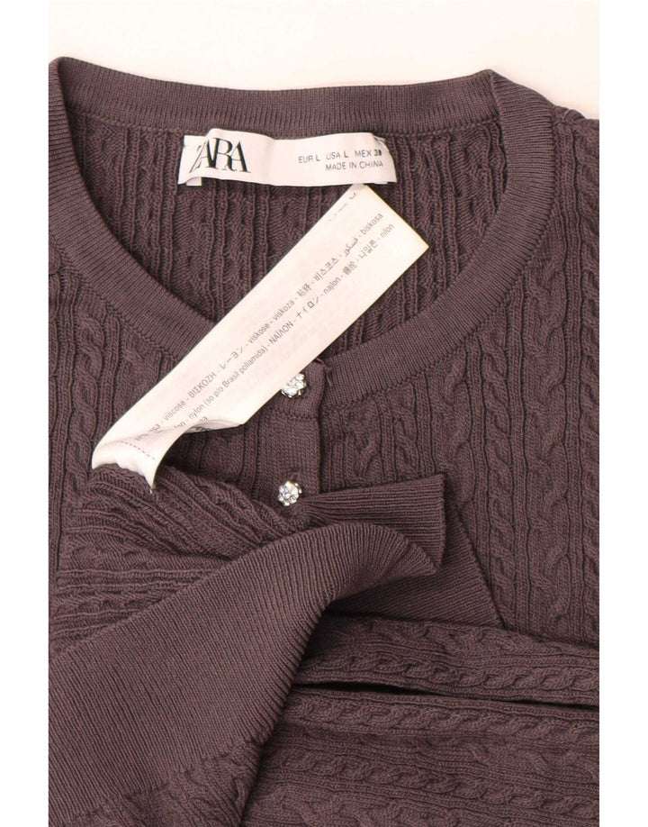 Zara Damen-Cardigan-Pullover UK 16 Große graue Viskose