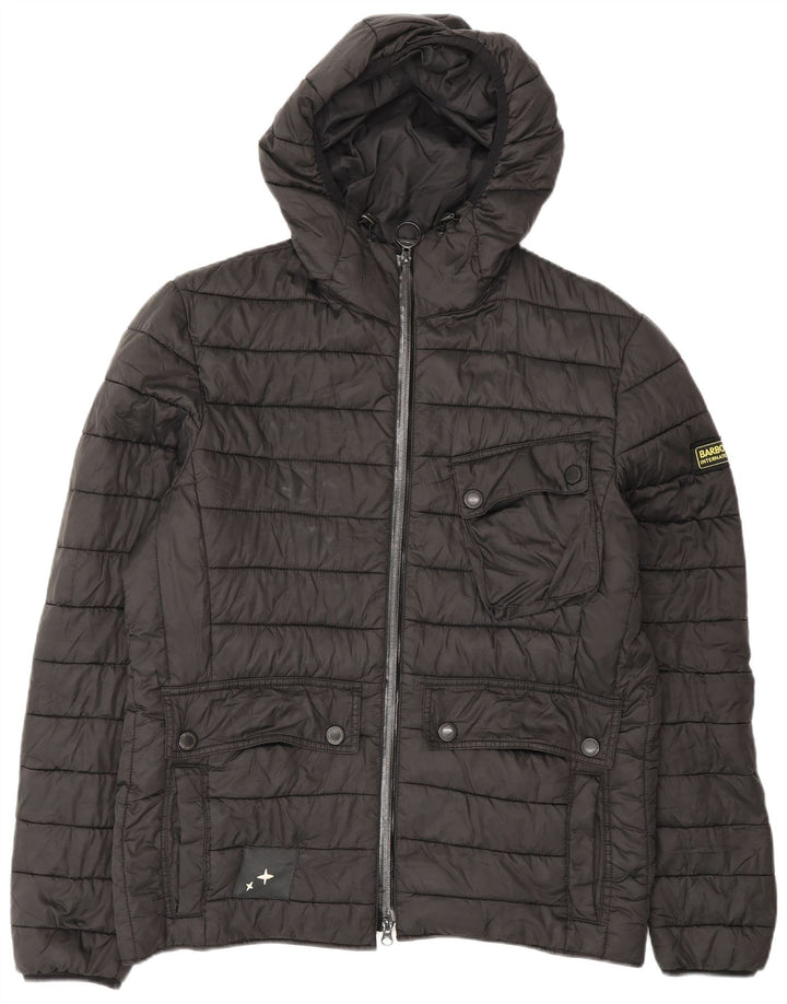 Barbour Herren-Jacke mit Kapuze, gepolstert, UK 40, Größe L, Schwarz, Polyester