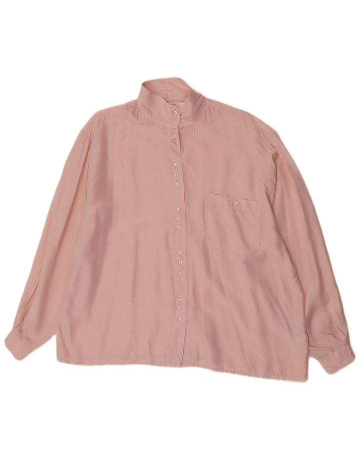 Vintage Damen übergroße Hemdbluse IT 44 Mittelrosa Seide