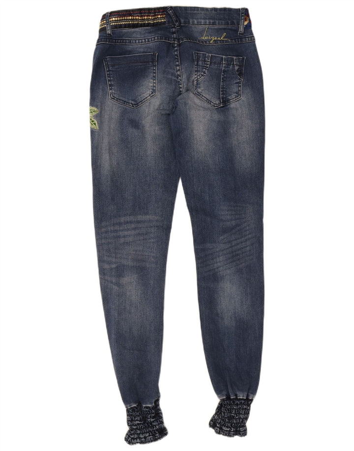 Desigual Damen Graphic Joggers Slim Jeans W28 L32 Blau Polyester
