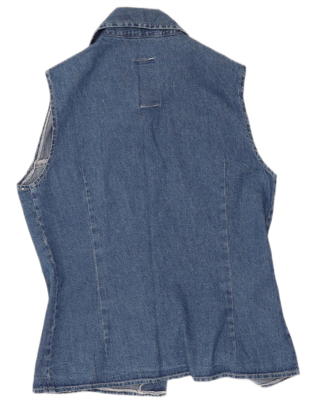 Vintage Damen Ärmelloses Jeanshemd UK 10 Small Blue