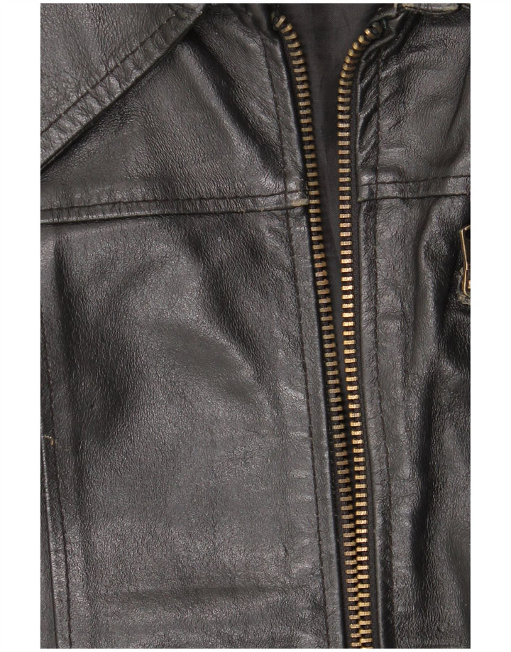Vintage Damen Lederjacke UK 18 XL Schwarzes Leder