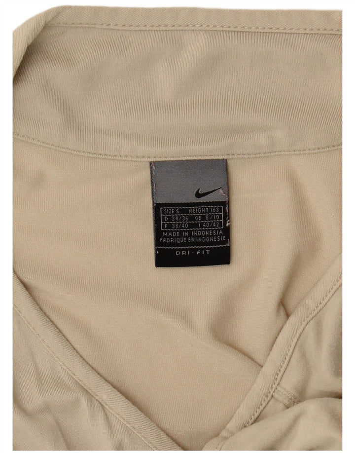 Nike Damen Dri Fit Top Langarm UK 8/10 Small Beige