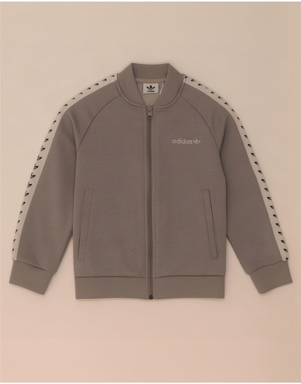 Adidas Jungen Grafik-Trainingsanzug-Top-Jacke, 6–7 Jahre, Grau, Farbblock