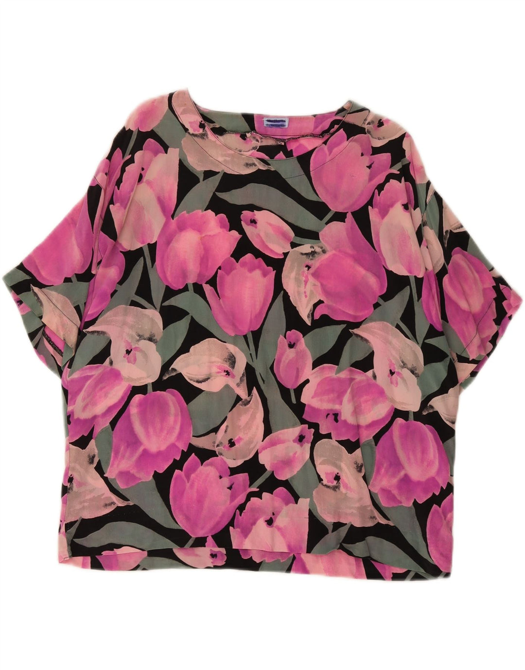 VINTAGE Womens Blouse Top UK 16 Large Pink Floral Vintage Vintage and Second-Hand Vintage from Messina Hembry 