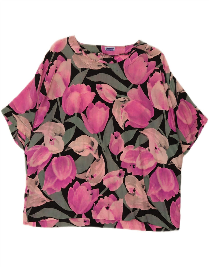 VINTAGE Womens Blouse Top UK 16 Large Pink Floral Vintage Vintage and Second-Hand Vintage from Messina Hembry 
