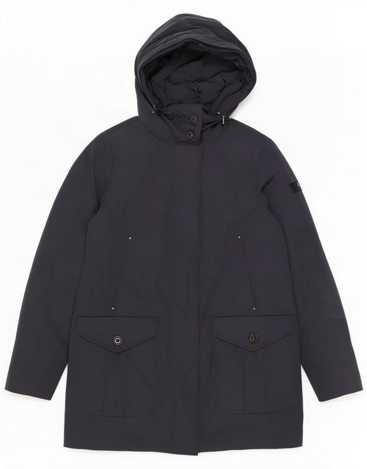 PEUTEREY Womens Hooded Parka Jacket IT 46 Large Navy Blue Polyester
