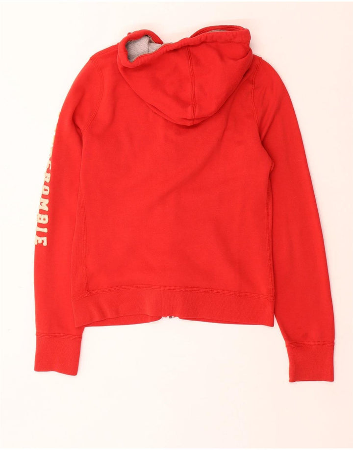 ABERCROMBIE & FITCH Damen-Kapuzenpullover mit grafischem Reißverschluss, UK 14, Größe L, Rot