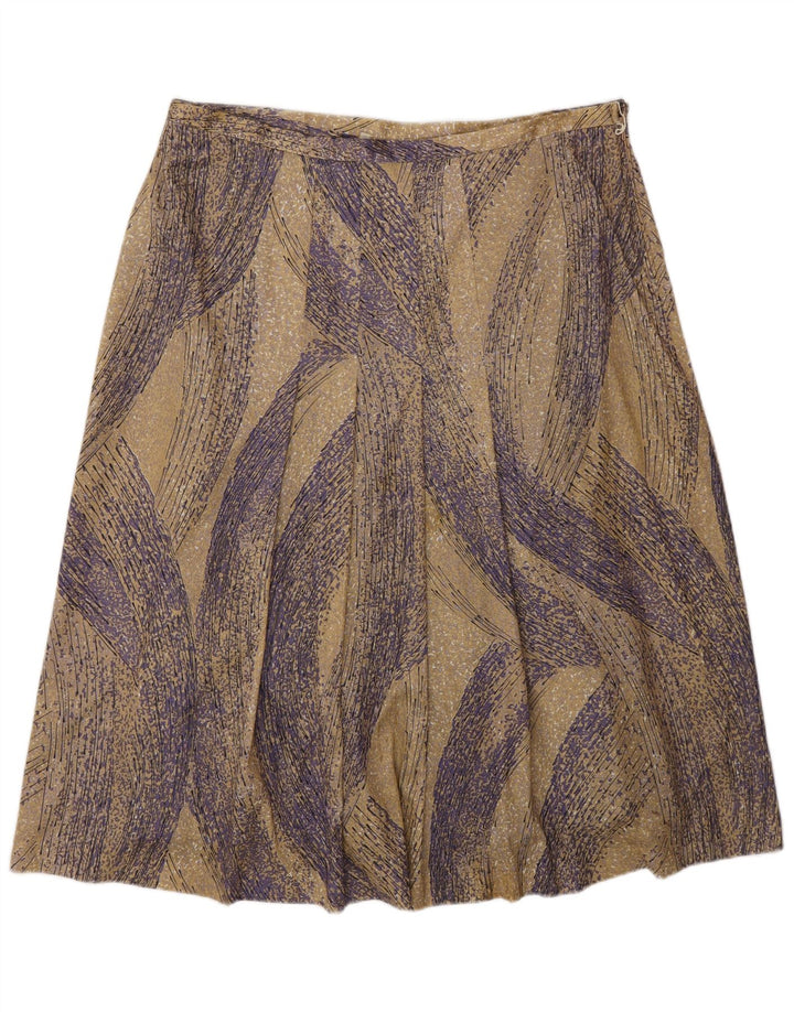 Vintage Damen-A-Linien-Rock mit abstraktem Muster, W34, großes Beige, Polyester