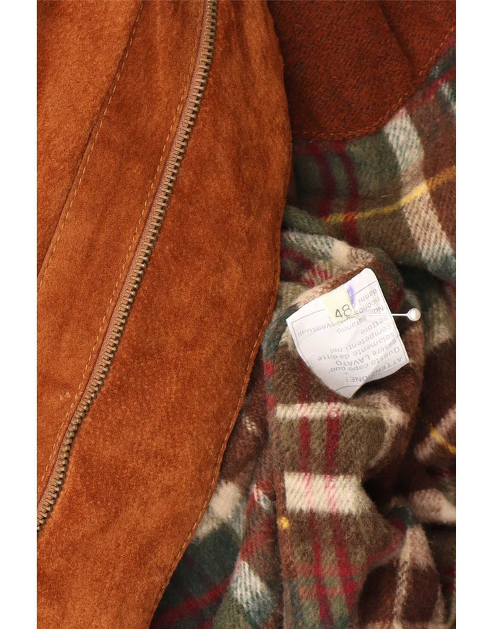 Vintage Herren Wildledermantel IT 48 Mittelbraunes Leder