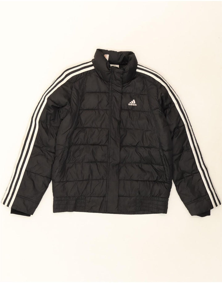 ADIDAS Boys Padded Jacket 11-12 Years Black Polyester Vintage Adidas and Second-Hand Adidas from Messina Hembry 