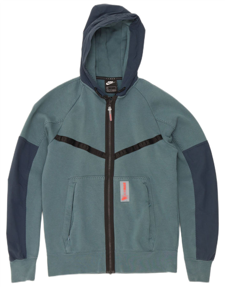 Nike Herren-Kapuzenpullover mit Reißverschluss, klein, blaues Farbblock-Polyester