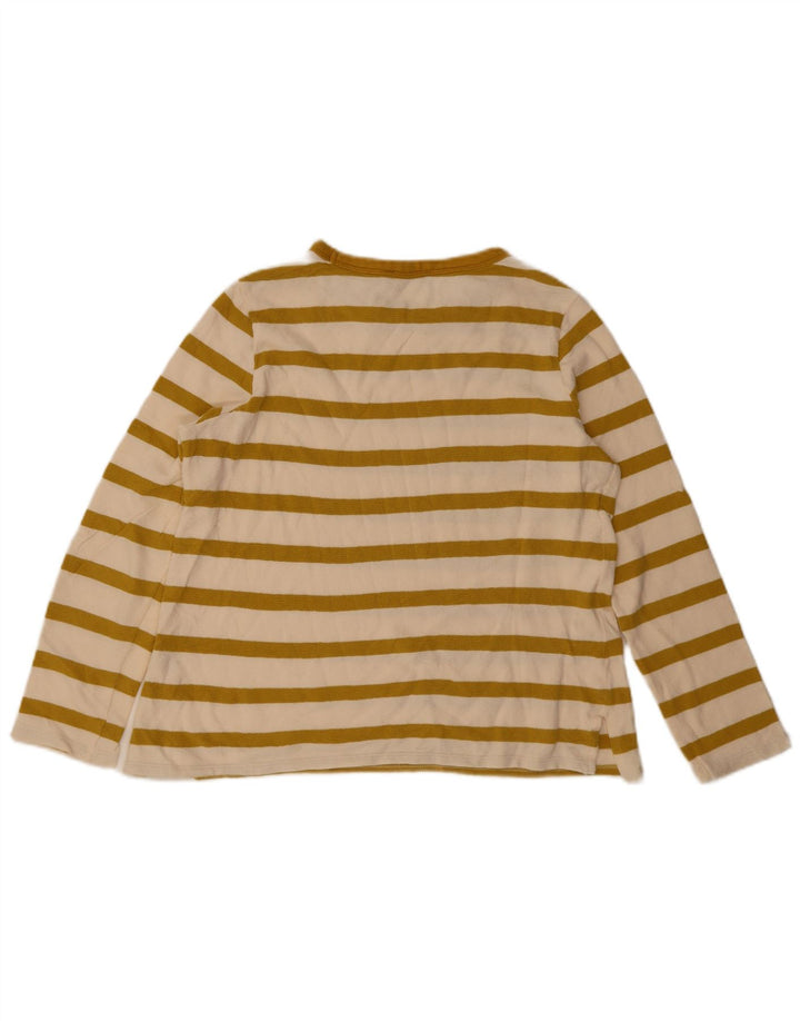 Marks & Spencer Damen Top Langarm UK 12 Mittelgelb gestreift Baumwolle