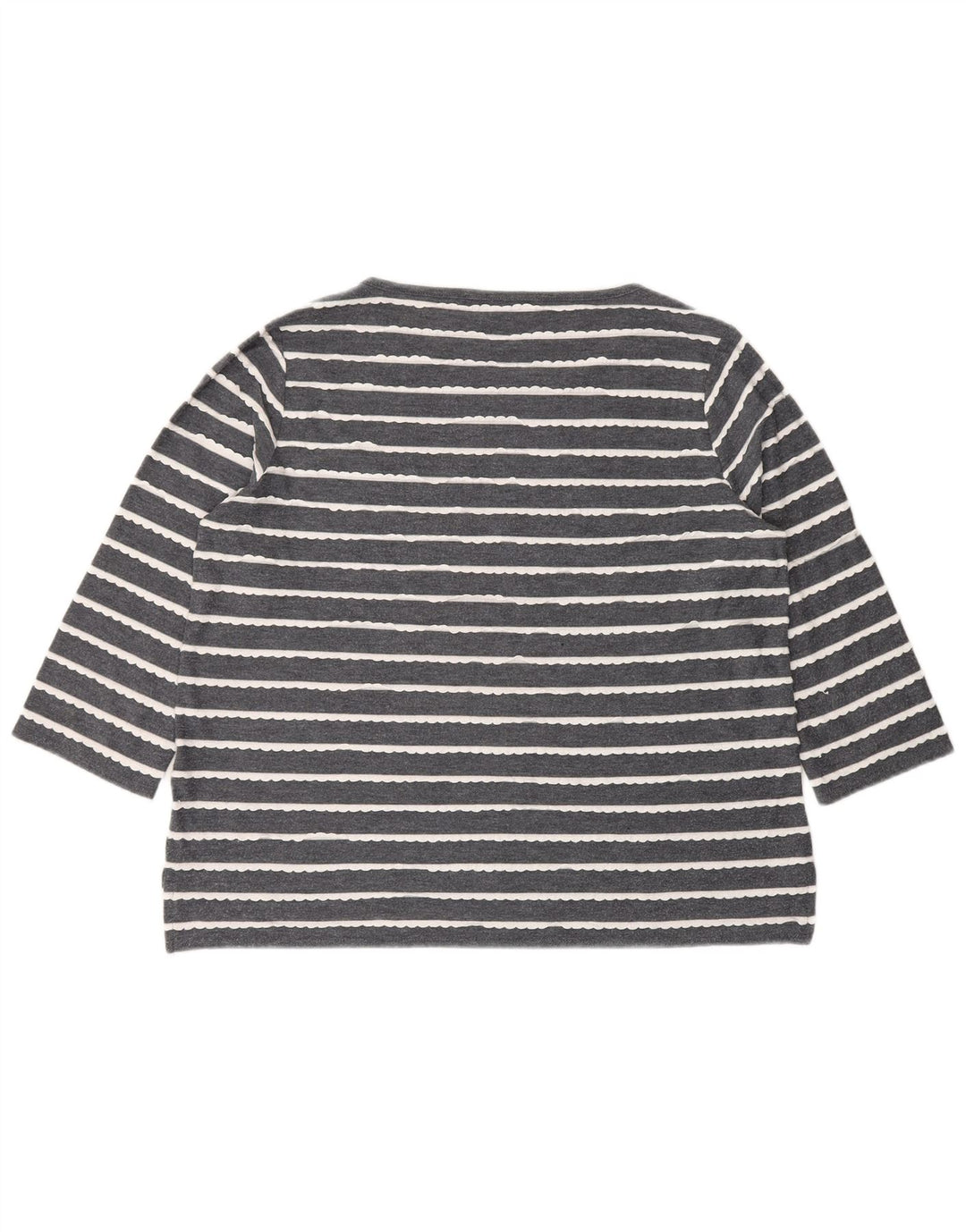 Marks & Spencer Damen-Top, 3/4-Ärmel, UK-Größe 44, Größe L, grau gestreift, Viskose