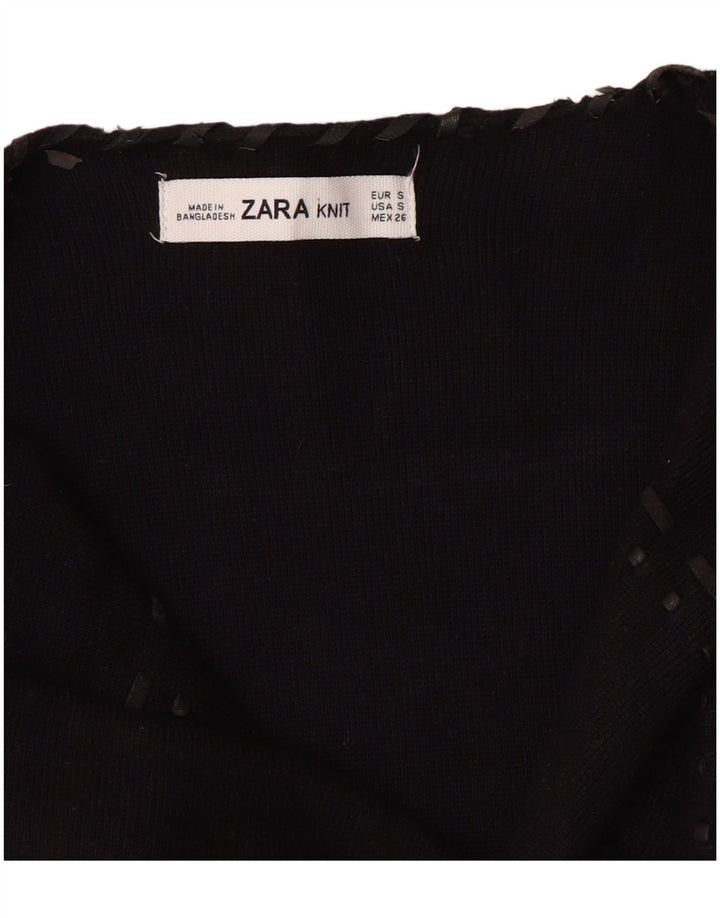 ZARA Womens Open Cardigan Sweater UK 10 Small Black