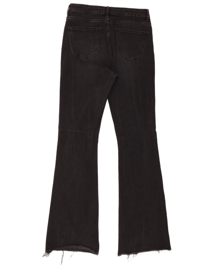 Zara Damen High Rise Flared Jeans EU 40 Medium W30 L34 Schwarze Baumwolle