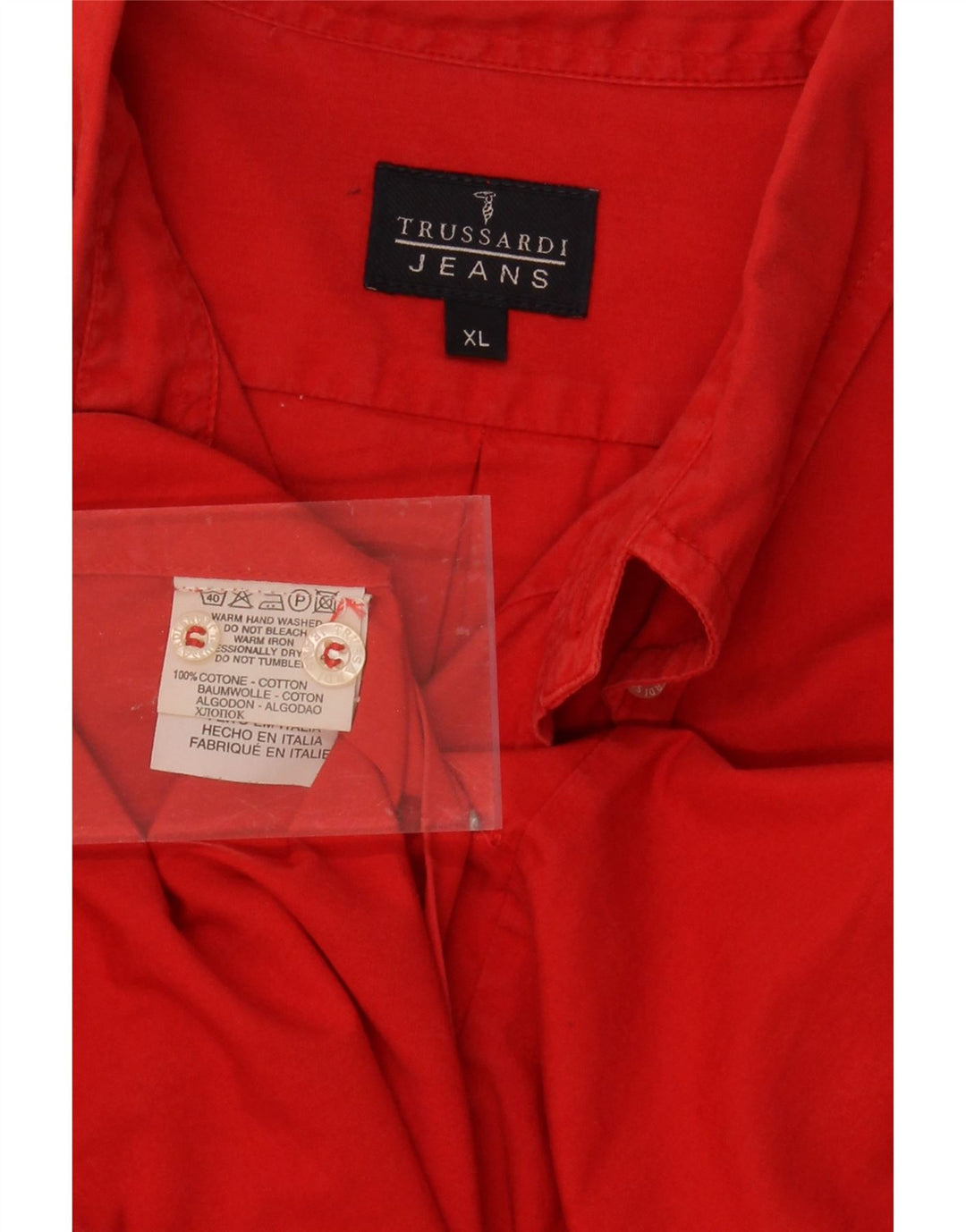 TRUSSARDI Mens Shirt XL Red Cotton Vintage Trussardi and Second-Hand Trussardi from Messina Hembry 