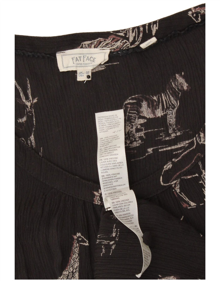Fat Face Damen-Blusenoberteil mit Grafik, Größe 44, Schwarz, Viskose