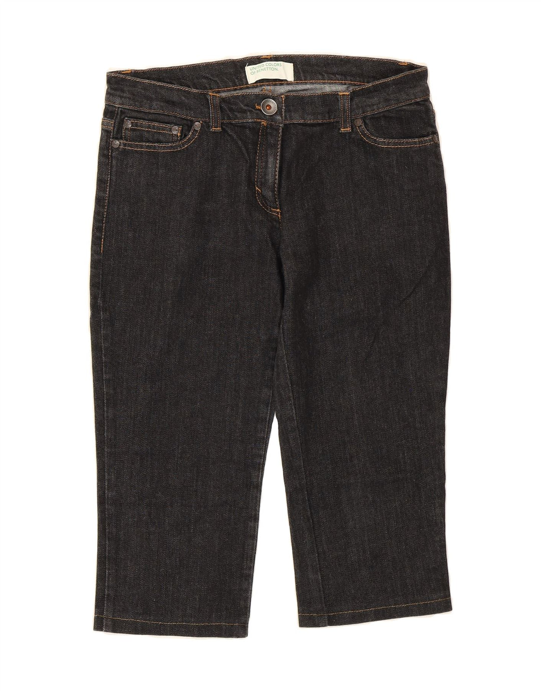 BENETTON Womens Capri Jeans IT 44 Medium W30 L17 Black Cotton Vintage Benetton and Second-Hand Benetton from Messina Hembry 
