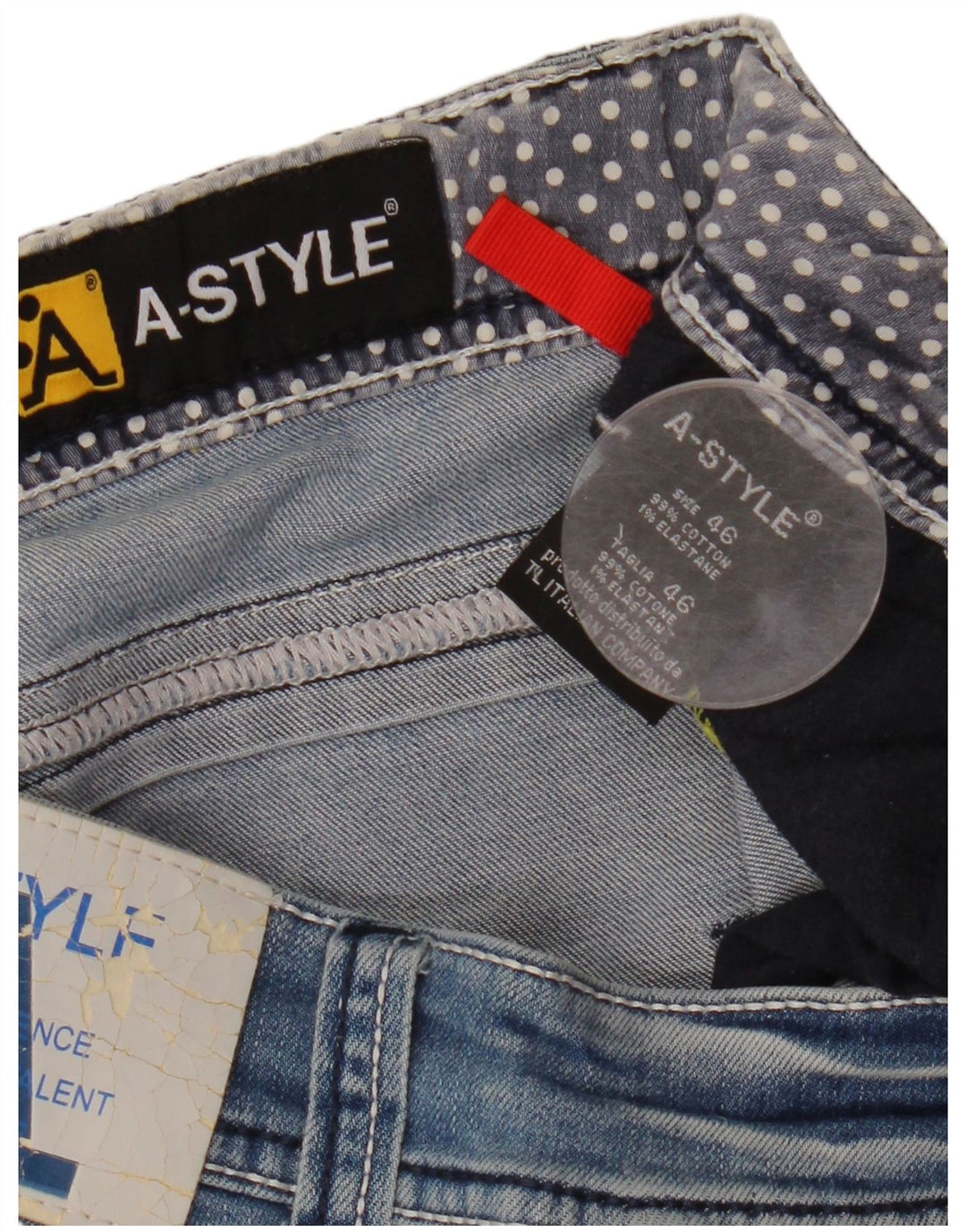 A-Style Damen Slim Jeans IT 46 Large W33 L36 Blaue Baumwolle