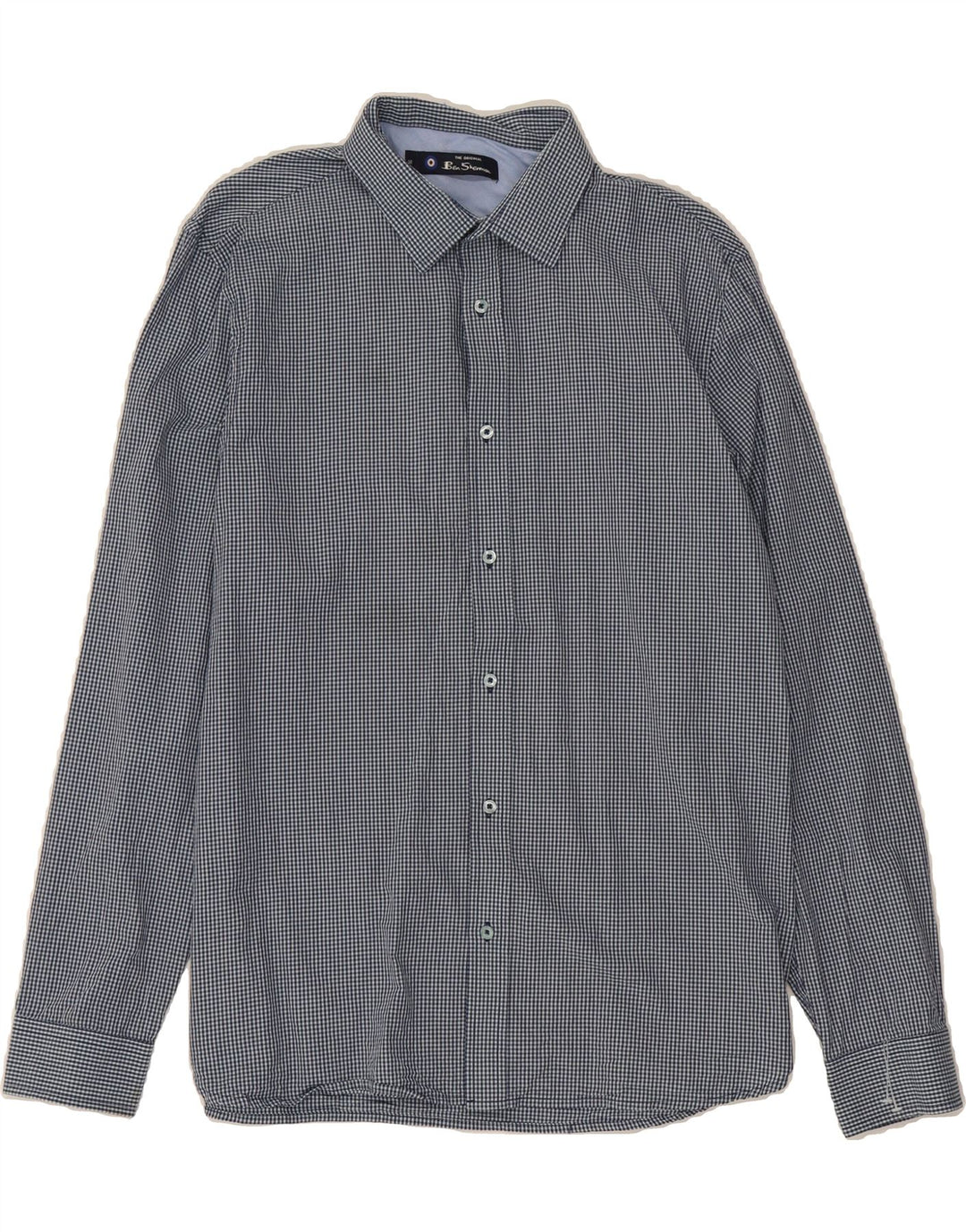 BEN SHERMAN Boys Shirt 15-16 Years Navy Blue Gingham Cotton Vintage Ben Sherman and Second-Hand Ben Sherman from Messina Hembry 