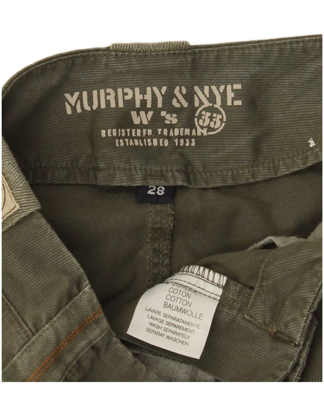MURPHY & NYE Gerade Damen-Cordhose W28 L23 Khaki Baumwolle