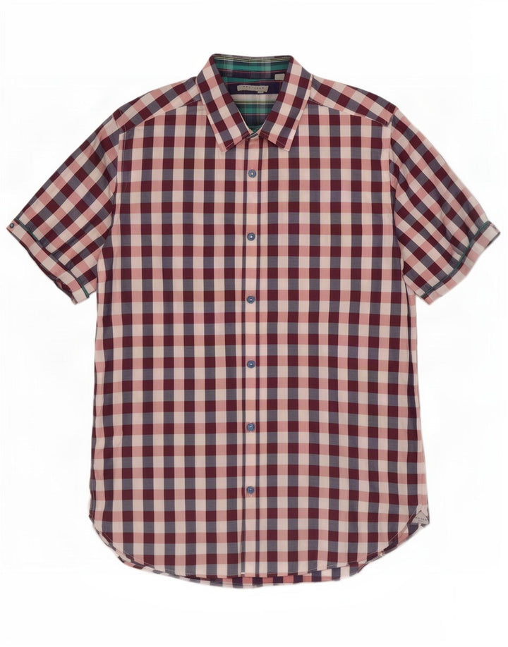 Ted Baker Herren-Kurzarmhemd, Größe 3, mittelgroß, mehrfarbig, Gingham