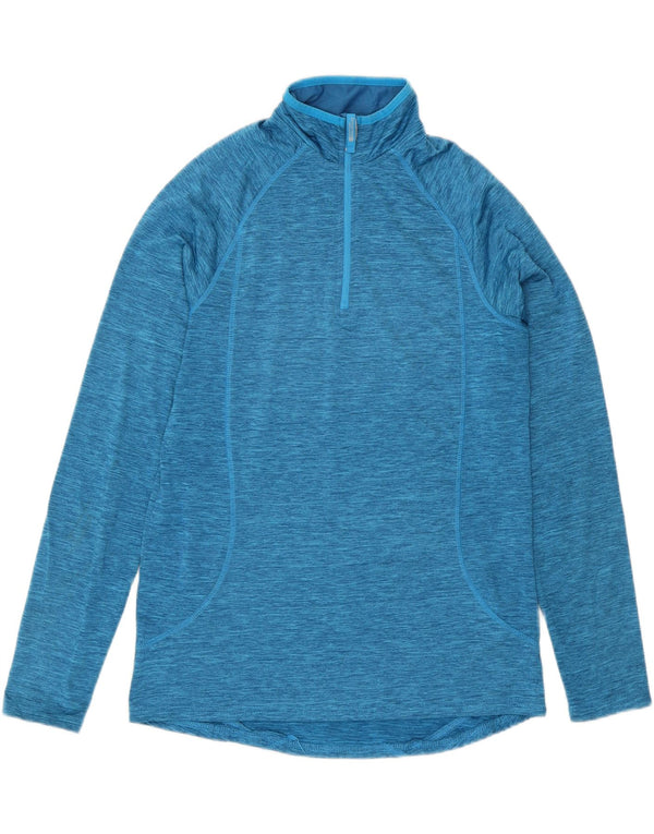 Mountain Warehouse Damen-Oberteil mit Reißverschluss am Ausschnitt, langärmlig, UK 14, Größe L, blau meliert