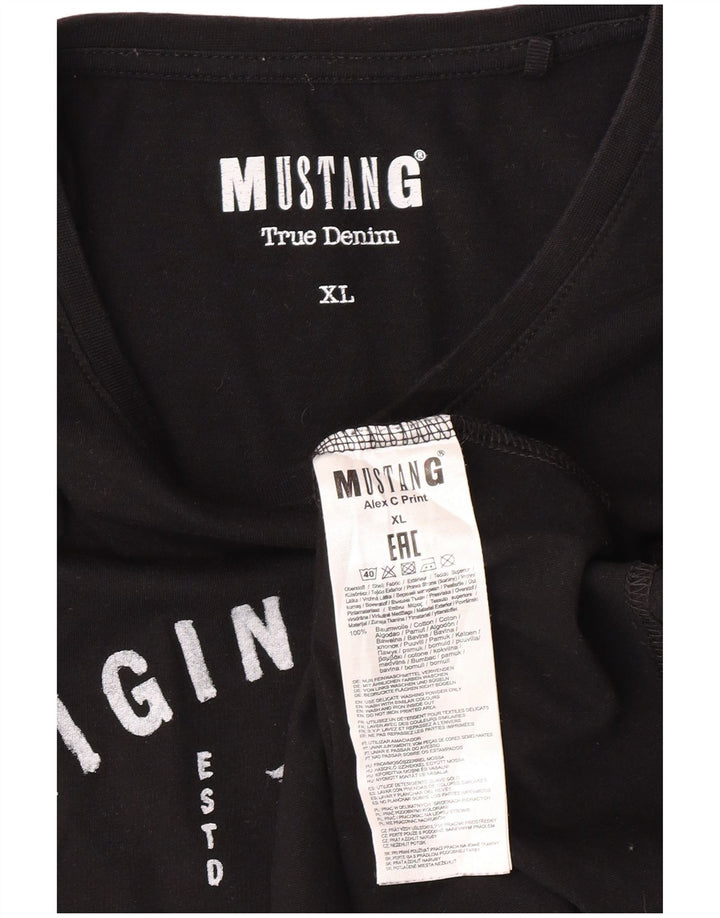 MUSTANG Herren Grafik T-Shirt Top XL Schwarz Baumwolle
