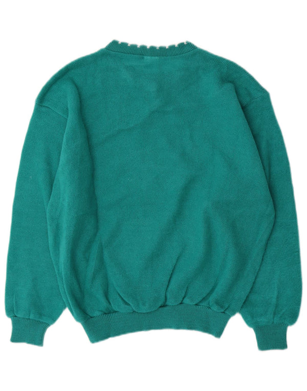 Vintage Damen Rundhalspullover Pullover UK 16 Großes grünes Acryl