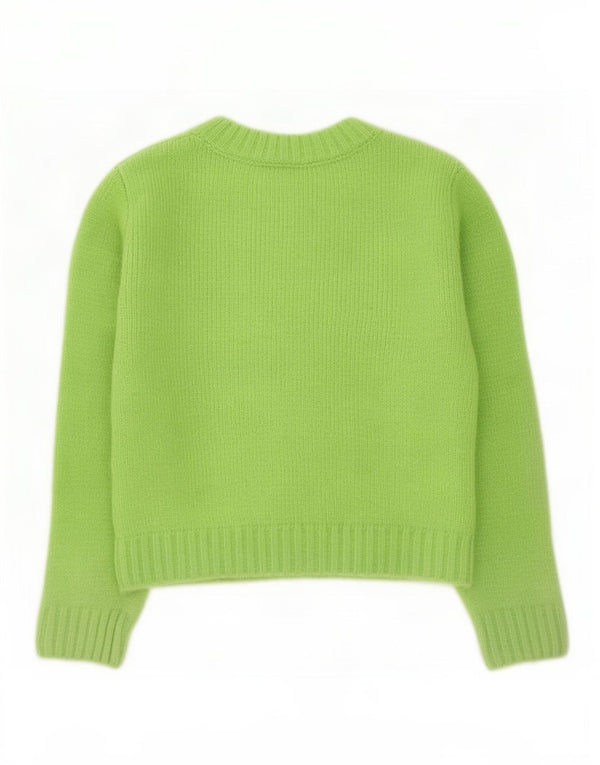 Zara Damen Crop Crew Neck Pullover Pullover UK 10 Small Grün