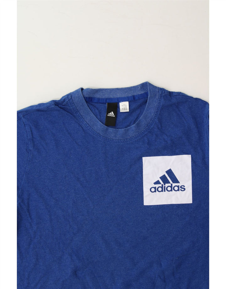 ADIDAS Mens Graphic T-Shirt Top Medium Blue Vintage Adidas and Second-Hand Adidas from Messina Hembry 