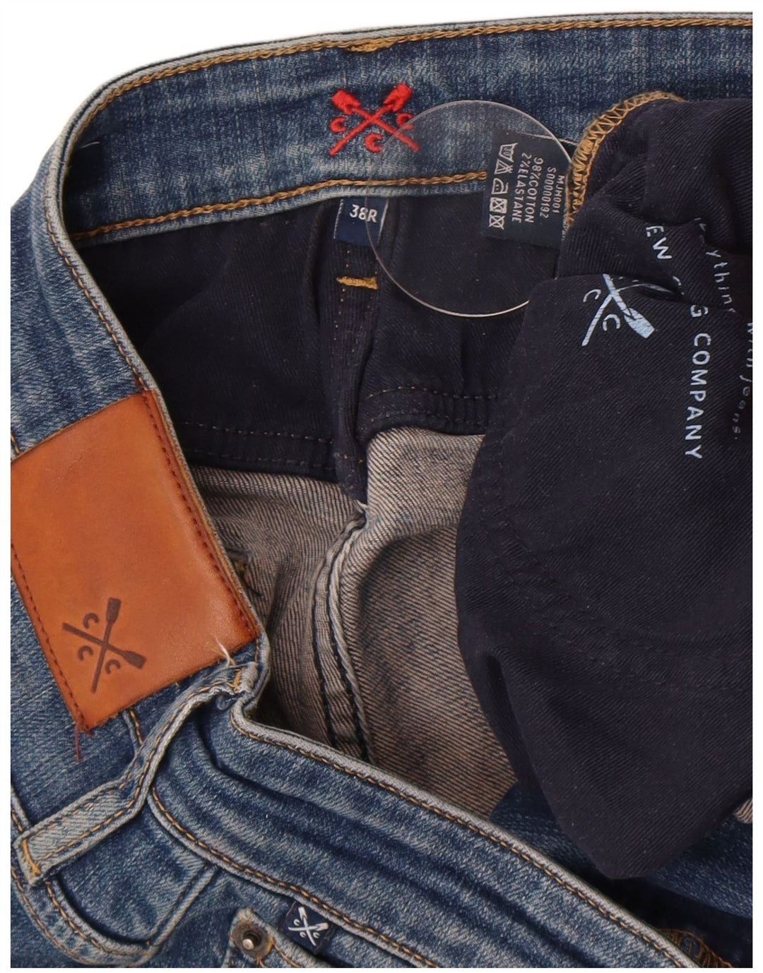 Crew Clothing Herren Regular Straight Jeans W38 L27 Blaue Baumwolle