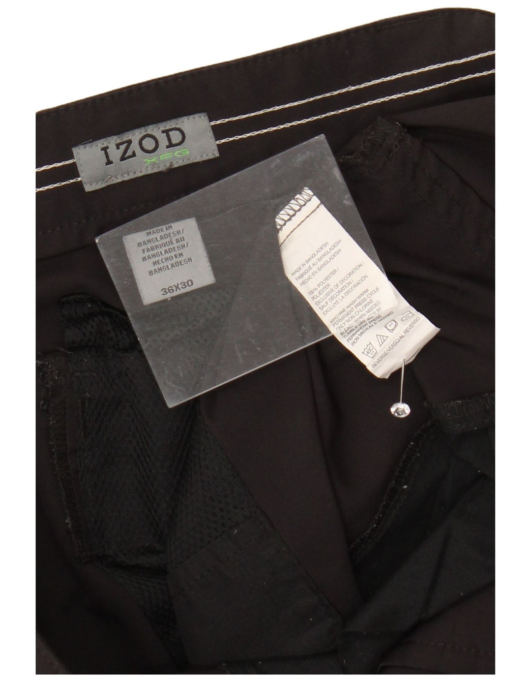IZOD Herren gerade Chinohose W36 L30 Schwarz Polyester