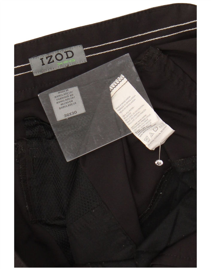 IZOD Herren gerade Chinohose W36 L30 Schwarz Polyester